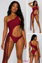 Load image into Gallery viewer, Wine Down cutout swimsuit
