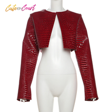 Load image into Gallery viewer, Crimson Croc Crop Jacket
