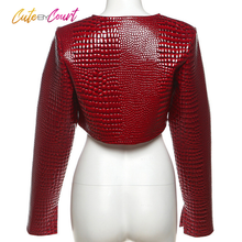 Load image into Gallery viewer, Crimson Croc Crop Jacket
